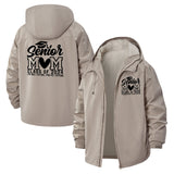 Senior Mom Heart Class of 2024 Unisex Full-Zip Printed Waterproof Hooded Windbreaker