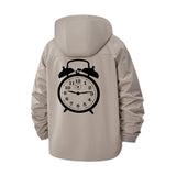 Retro Alarm Clock Unisex Full-Zip Printed Waterproof Hooded Windbreaker