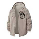 Retro Alarm Clock Unisex Full-Zip Printed Waterproof Hooded Windbreaker
