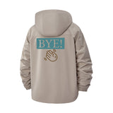 Bye Wave Graphic Unisex Full-Zip Printed Waterproof Hooded Windbreaker