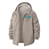 Bye Wave Graphic Unisex Full-Zip Printed Waterproof Hooded Windbreaker