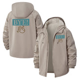 Bye Wave Graphic Unisex Full-Zip Printed Waterproof Hooded Windbreaker