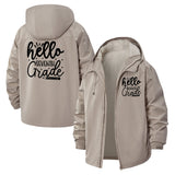 Hello Seventh Grade Unisex Full-Zip Printed Waterproof Hooded Windbreaker