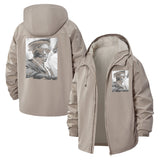 Vintage Portrait Unisex Full-Zip Printed Waterproof Hooded Windbreaker