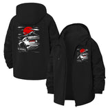 Japanese Mountain Car Unisex Full-Zip Printed Waterproof Hooded Windbreaker