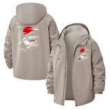 Japanese Mountain Car Unisex Full-Zip Printed Waterproof Hooded Windbreaker