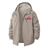 Wagon Train Motif Unisex Full-Zip Printed Waterproof Hooded Windbreaker
