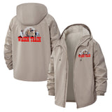 Wagon Train Motif Unisex Full-Zip Printed Waterproof Hooded Windbreaker