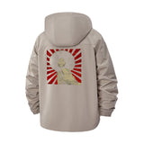 Retro Sunburst Portrait Unisex Full-Zip Printed Waterproof Hooded Windbreaker