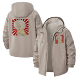 Retro Sunburst Portrait Unisex Full-Zip Printed Waterproof Hooded Windbreaker