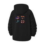 Retro Urban Patchwork Unisex Full-Zip Printed Waterproof Hooded Windbreaker