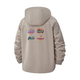 Retro Urban Patchwork Unisex Full-Zip Printed Waterproof Hooded Windbreaker