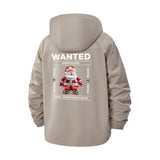 Wanted Santa Claus Unisex Full-Zip Printed Waterproof Hooded Windbreaker