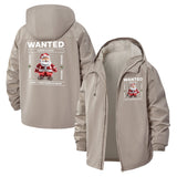 Wanted Santa Claus Unisex Full-Zip Printed Waterproof Hooded Windbreaker