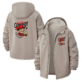 Western Cowboy Cartoon Unisex Full-Zip Printed Waterproof Hooded Windbreaker