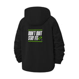 Motivational Fitness Quote Unisex Full-Zip Printed Waterproof Hooded Windbreaker