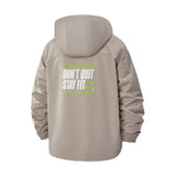 Motivational Fitness Quote Unisex Full-Zip Printed Waterproof Hooded Windbreaker