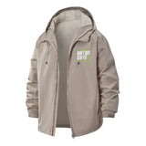 Motivational Fitness Quote Unisex Full-Zip Printed Waterproof Hooded Windbreaker