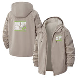 Motivational Fitness Quote Unisex Full-Zip Printed Waterproof Hooded Windbreaker