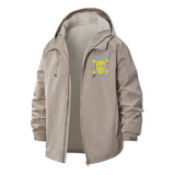 Pixel Skull Hack The Planet Unisex Full-Zip Printed Waterproof Hooded Windbreaker