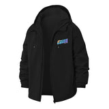 Retro Typography Unisex Full-Zip Printed Waterproof Hooded Windbreaker
