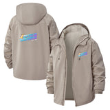 Retro Typography Unisex Full-Zip Printed Waterproof Hooded Windbreaker