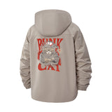 Punk Cat Unisex Full-Zip Printed Waterproof Hooded Windbreaker