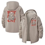 Punk Cat Unisex Full-Zip Printed Waterproof Hooded Windbreaker