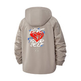 Love Yourself Heart Unisex Full-Zip Printed Waterproof Hooded Windbreaker