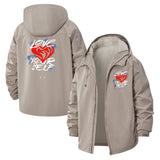 Love Yourself Heart Unisex Full-Zip Printed Waterproof Hooded Windbreaker