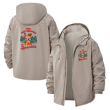 Festive Reindeer Unisex Full-Zip Printed Waterproof Hooded Windbreaker