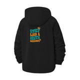 Surf Wave Typography Unisex Full-Zip Printed Waterproof Hooded Windbreaker