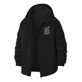 Surf Wave Typography Unisex Full-Zip Printed Waterproof Hooded Windbreaker