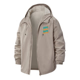 Surf Wave Typography Unisex Full-Zip Printed Waterproof Hooded Windbreaker