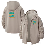 Surf Wave Typography Unisex Full-Zip Printed Waterproof Hooded Windbreaker
