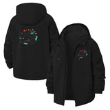 Botanical Motif Unisex Full-Zip Printed Waterproof Hooded Windbreaker