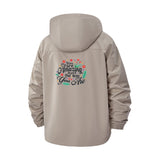 Botanical Motif Unisex Full-Zip Printed Waterproof Hooded Windbreaker