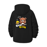 Bear and Duck Cartoon Unisex Full-Zip Printed Waterproof Hooded Windbreaker