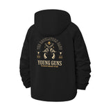 Western Outlaw Motif Unisex Full-Zip Printed Waterproof Hooded Windbreaker