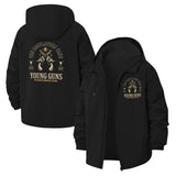 Western Outlaw Motif Unisex Full-Zip Printed Waterproof Hooded Windbreaker
