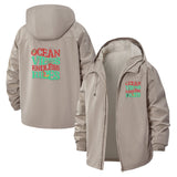 Ocean Vibes Endless Rides Unisex Full-Zip Printed Waterproof Hooded Windbreaker