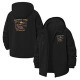 Coffee Time Unisex Full-Zip Printed Waterproof Hooded Windbreaker