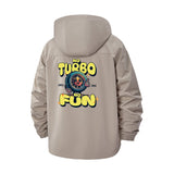 Turbo Engine Humor Unisex Full-Zip Printed Waterproof Hooded Windbreaker