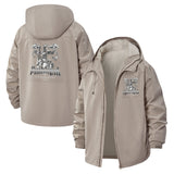Retro Robot Graphic Unisex Full-Zip Printed Waterproof Hooded Windbreaker