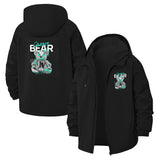 Silent Bear Graphic Unisex Full-Zip Printed Waterproof Hooded Windbreaker
