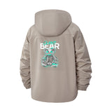 Silent Bear Graphic Unisex Full-Zip Printed Waterproof Hooded Windbreaker