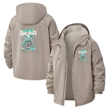 Silent Bear Graphic Unisex Full-Zip Printed Waterproof Hooded Windbreaker