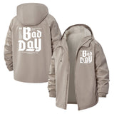 Bad Day Typographic Unisex Full-Zip Printed Waterproof Hooded Windbreaker