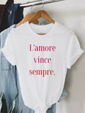 Womens Tees Amore Vince Sempre White Casual Cotton Soft T Shirt, Womens Graphic T Shirts, Shirt For Women