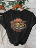 Basic Tees Women Classic Vintage Style With Distressed Sepia Green Orange Print Shirt, Womens Graphic Tees Vintage, Cute T Shirts For Women